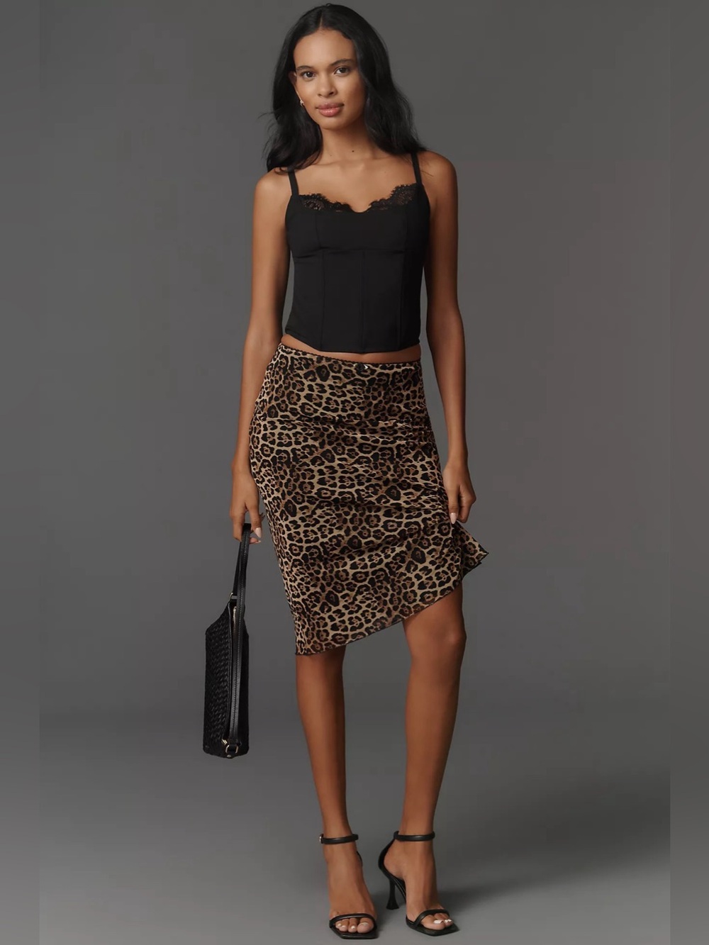 NIA Tresor Sheer Mesh Midi Skirt